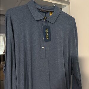 Blue Long Sleeve Polo Golf Shirt